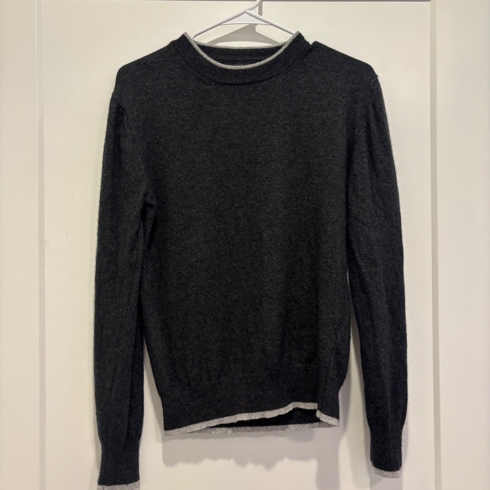 Maglificio Bartolini Mens Cashmere Blend Sweater Made in Italy Charcoal Grey S